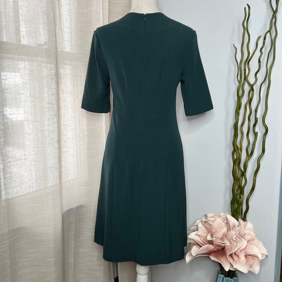 MM Lafleur Emily Dress Square Neck Pockets A Line‎ Emerald Green Women's Size 2 - Picture 2 of 11